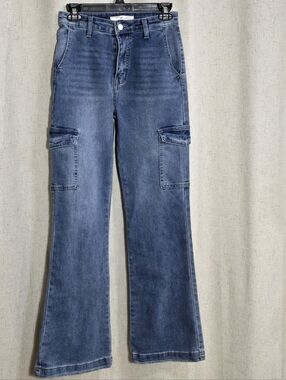 KanCan Blue Cargo Flare Jeans